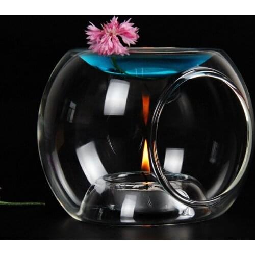 1PC New Hot Glass Oil Burner Candle Aromatherapy Oil Lamp Home Decorations Aroma Furnace Candle Holder ELD 151