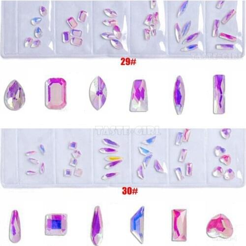 1 Pack Mix Shapes Glitter AB Clear Flatback Geometric Arylic Multislice Diamond Gems Nail Art Rhinestone Decorations
