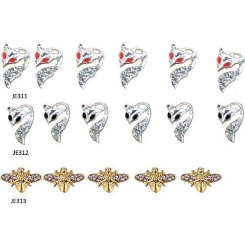 10pcs Nail Art Charm Alloy Crystal Fox And Scorpion Styles 3D Nail Art Charms Manicure Tips Clear AB Crystals Rhinestones #JE311