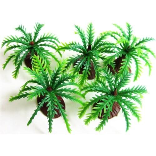 10pcs Mini Landscape Model Palms Tree Fish Tank Decoration Aquatic Plants Green Coconut Green Scenery kids toy