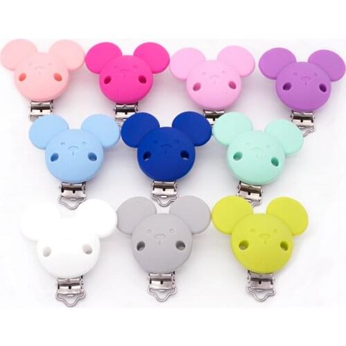 Sutoyuen 10 pcs BPA Free Silicone Mickey Dummy Teether Pacifier Chain Clips DIY Baby Chewable Jewerly Nursing Toy Accessories