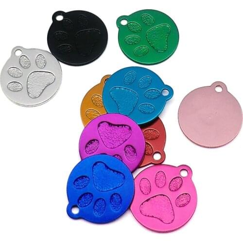 100PCS Paw Round Aluminum Personalized Pet Dog Cat ID Tags Customized Cat Pet Name Phone No. Puppy TAG ID Accessories
