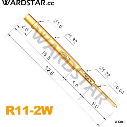 100pcs/lot R11-2W Spring Test Probes Receptacle Length 32.5mm