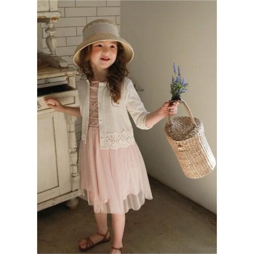 2021 Summer Thin Lace Knitted Childrens Cardigan Long Sleeve Comfortable Sun-Proof Baby Girls Clothing Kids Sweater