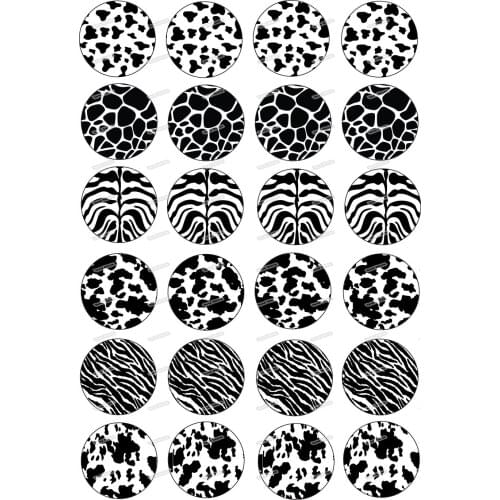 24 Black & White Animal Skin Edible Cake Topper Wafer Rice Paper for Cake Cookie Cupcake Topper Birthday Wedding Cake Decoration