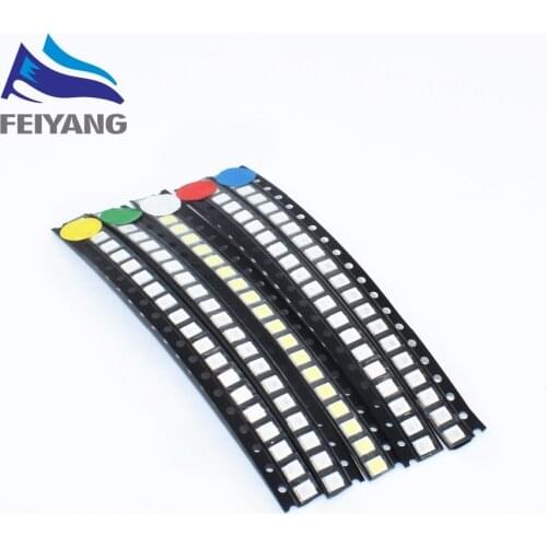 5 Values 500PCS/LOT Super Bright 3528 1210 SMD LED Red/Green/Blue/Yellow/White 100pcs Each LED Diode 3.5*2.8mm 3528 R/G/B/W/Y
