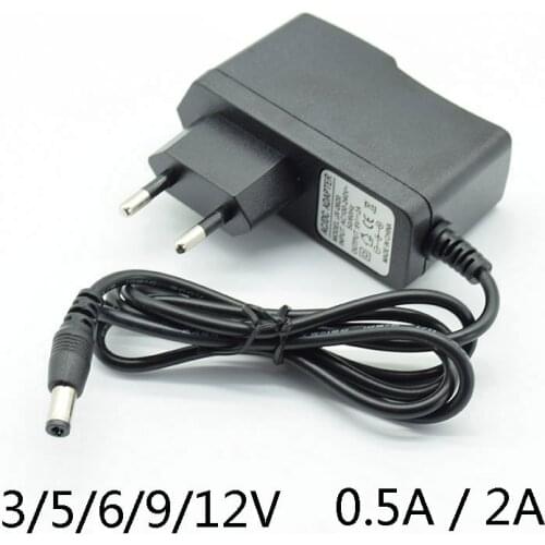 AC Converter Adapter DC 3V2A 5V2A 6V 2A 9V 12V 0.5A 500mA 15V 1A Power Supply Charger EU Plug 5.5mm * 2.5mm(2.1mm) With lamp