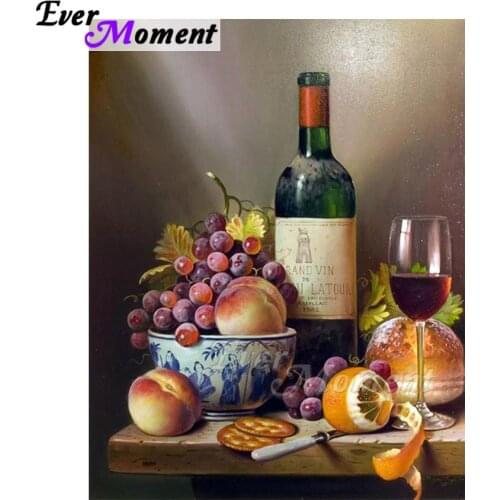 Ever Moment Diamond Painting Wine Purple Peach Full Square Mosaic Picture Of Rhinestone Diamond Embroidery Cross Stitch ASF1094