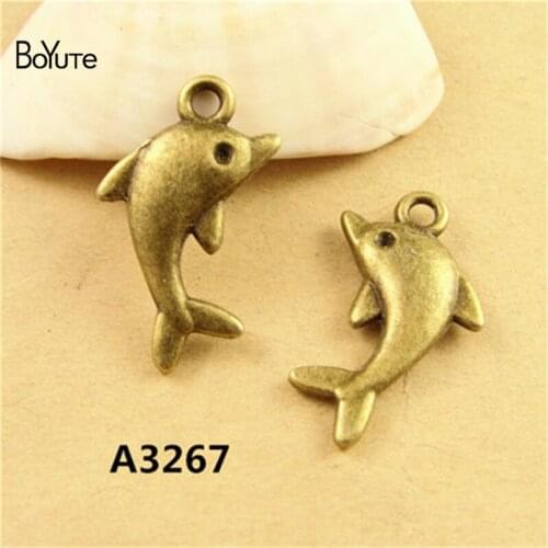 BoYuTe (100 Pieces/Lot) 23*13MM Antique Bronze Plated Dolphin Charms Pendants for Bracelet Jewelry Making Diy Handmade Craft