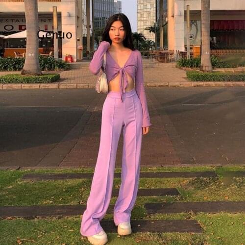 High Quality Solid Simple High Waist Straight Pants Woman Leisure Street Elegant Office Lady Elastic Trousers Mujer