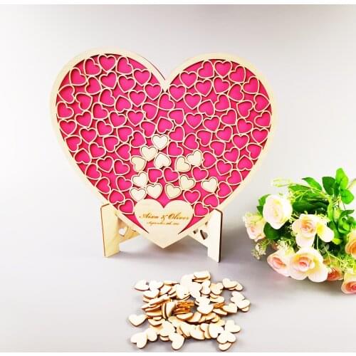 Personalized Rustic wedding guestbook,engraved name and date Wooden memory guestbooks with heart signature hearts guest book