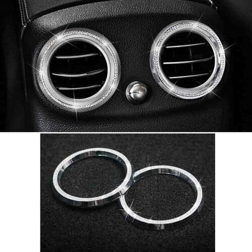 For Mercedes Benz C W205 C180 C200 C220 Rear Seat Air Conditioner AC Outlet Vent Trim Refit Artificial Crystal Diamond Decal