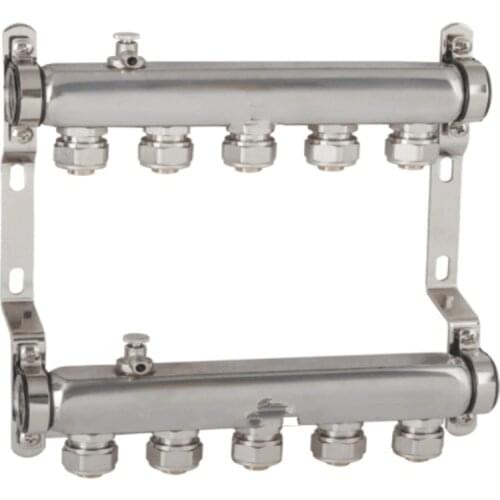 DN25 2-9 ways stainless steel water manifold household underfloor heating manifold floor heating manifold for 1/2 pex