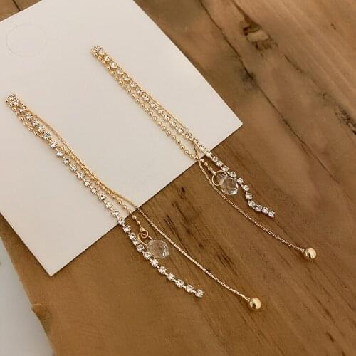 European and American fashion temperament geometric earrings long tassel earrings earrings net red simple earrings women