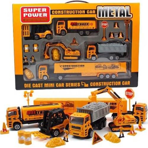 Toy car 1:50 MiniConstraction Car Die Cast Metal and plastic Series alloy toy engineering car set gift box baby birthday toys