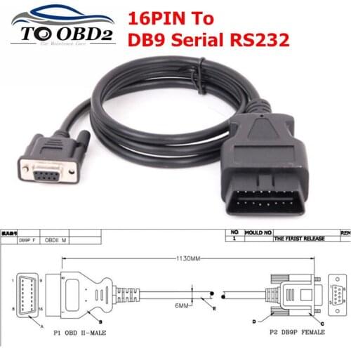 OBD 2 OBD2 16PIN To DB9 RS232 Female Cable for Car Diagnostic Adapter Scanner Car OBDII Connertor Auto Vehicle OBD2 Cable