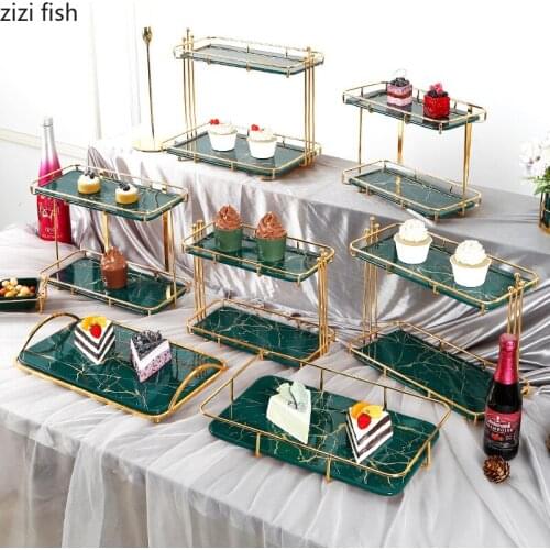 Wrought Iron Ceramic Cake Stand Storage Tray Display Stand Dessert Plate Fruit Snack Plate Cake Pan Decorative Tray Storage Rack