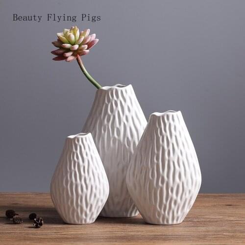 Nordic Ceramic White Vases Crafts Hydroponic Plant Vase Home Living Room TV Cabinet Desktop Ornaments Plant Pots Decorative