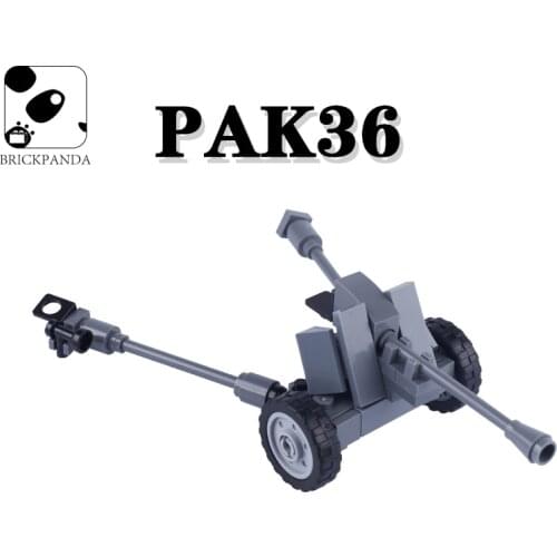 MOC Military WW2 PAK36 Cannon Soldier Building Blocks Figures Artillery Weapon Accessories Army Parts Bricks Toys for Children