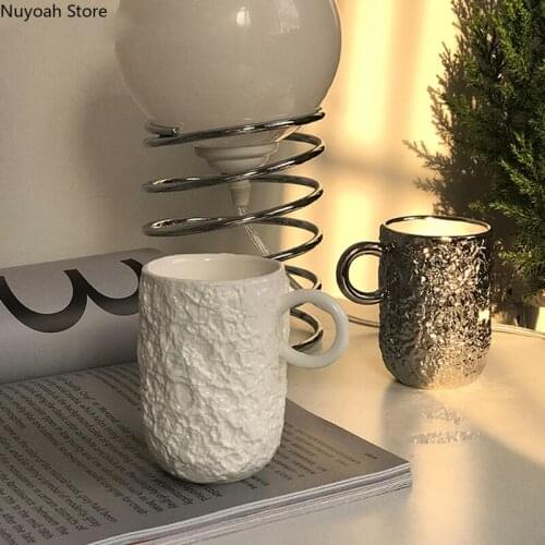 Creative Ceramic Coffee Cup Tin Foil Mug 200ml Water Cup White Ceramic Milk Cup Breakfast Cup Home Decoration Accessories