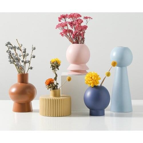 Creative Ceramic Vase Nordic Style Morandi Vases Ddesktop Decorative Vases Dried Flower Arrangement Vase Living Room Decorations