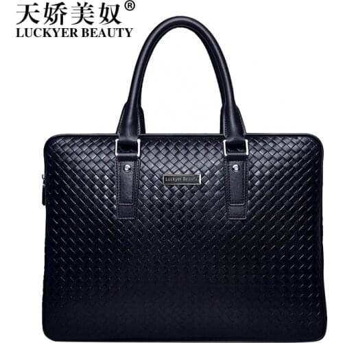 LUCKYER BEAUTY men bag briefcase leather computer bag messenger handbag purses jobs genuine leather