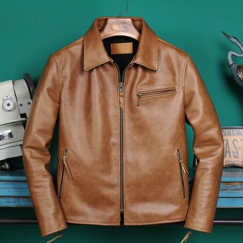 2021 New Autumn Winter Clothing Mens Genuine Cowhide Leather Jacket Male Short Casual Coat Mens Real Cow Leather Overcoats W584