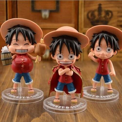 One Piece 12cm 3pcs Q Gluttonous Luffy Action Figure Anime Collectible Model Toys