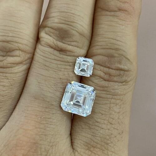 Wholesale Price Square Shape Asscher Cut Synthetic Moissanite Diamond Necklace Gemstone