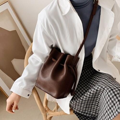 Casual Drawstring Bucket Bag Women Shoulder Bags High Quality Soft Pu Leather Crossbody Bags for Women Designer Handbag Purse