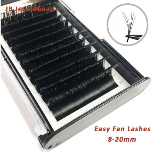 20mm 3D Faux Mink Auto Fans Eyelashes Wholesale Handmade Fast Fans Reusable Natural Fake Lash Extension For Hooded Eyes Makeup