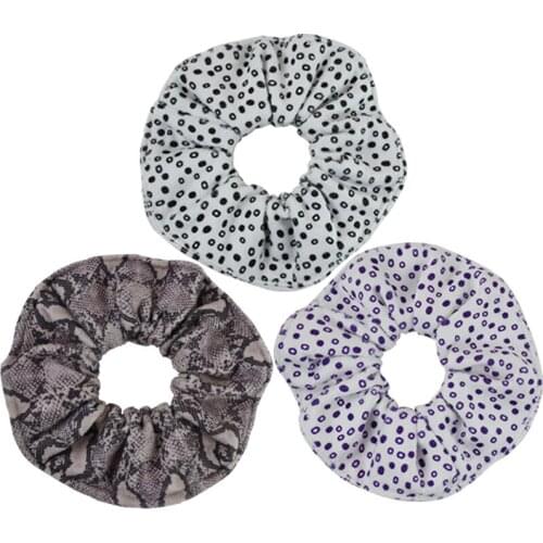Women Fashion Microfiber Hair Scrunchy Snake Leopard Dot Print Big Soft Ponytail Holder Highly Absorbent Rubber Band Hair Ring