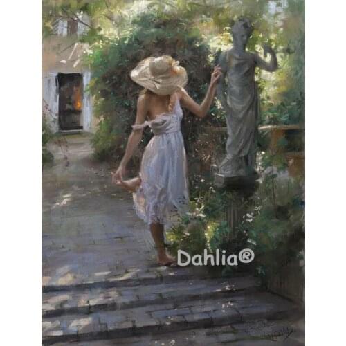 Handmade Garden woman and sculpture Needlework Embroidery DIY Cross Stitch Kits Aida Crafts 14CT Unprinted Home decor wall Arts