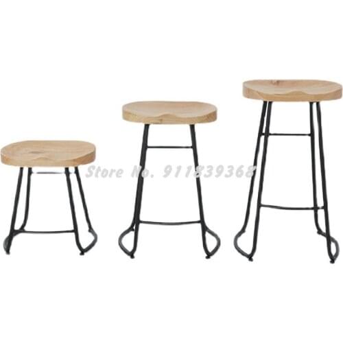 Solid wood Nordic modern minimalist bar stool coffee shop bar table and chair bar chair milk tea shop home bar chair high foot