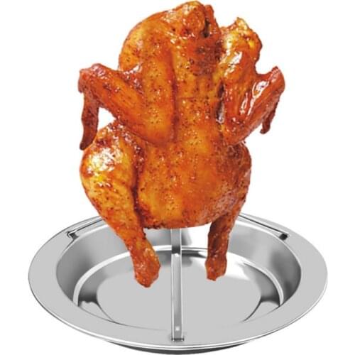 Steel Beer Can Chicken Turkey Roaster Oven Rotisserie BBQ Grill Rack Stand Holder Tray Vertical Meat Poultry Roaster Rack