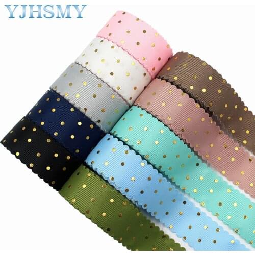 L-20609-491,1"(25mm),10yards Solid color Dot Bilateral flower hot stamping grosgrain Ribbons,bow cap DIY Gift wrap decorations