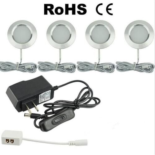 LED Cabinet Lights 12V 3W Kitchen Counter Furniture Shelf Lighting Under Cupboard Wardrobe Furniture Decoration Round Puck Lamps