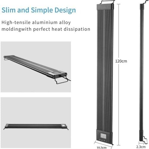 120cm/48inch RGBW Led Aquarium Light Full Spectrum Aluminum Alloy With Extendable Brackets For Freshwater Fish Tank