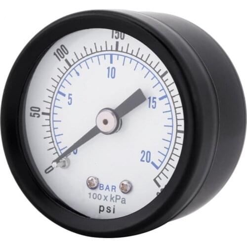 1/8in BSPT Mini Pressure Gauge High Accuracy Air Compressor Manometer 0-20Bar/0-300PSI Dual Scale Oil Water Fluid Pressure Meter