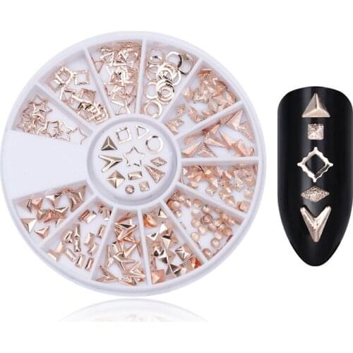 1Box Alloy Metal Studs For Nails Charms Rose Gold Silver Ultra-thin 3D Copper Alloy Manicure Nail Art Decorations Decals