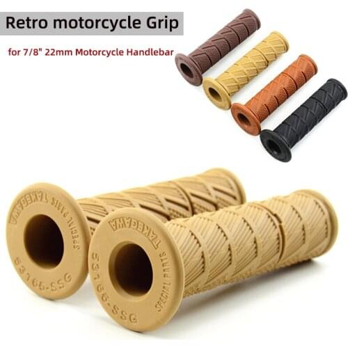1Pair Retro Cafe Motorcycle Handlebar grip Vintage Scooter Handlebar Gloves Soft Rubber 7/8" 22mm Motorcycle Handlebar Universal