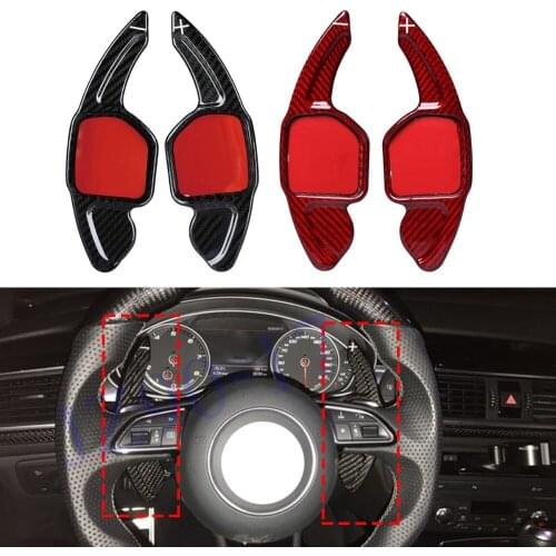 2 PCS DSG Gearbox Carbon Fiber Wheel Shifter Paddle Shift Extension For Audi A3 A4L A5 A6L A7 A8 S3 S5 S6 Q3 Q5 Q7 TT Fitting
