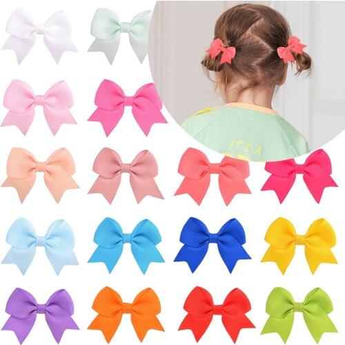 20pcs/lot Colorful Ribbon Hair Bows With Clip For Baby Girls Cute Boutique Hairpins Barrettes Headwear Kids Hair Accessories