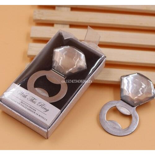 200 pcs Diamond Ring Beer Bottle Opener With Box Kitchen Bar Tools Wine Opener Wedding Party Gift Favor Decor Bridal Gift