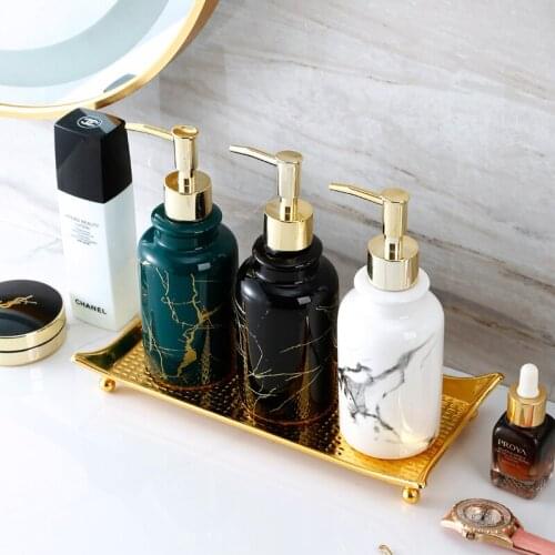 350ml Soap Dispenser Nordic Bathroom Marbled Ceramic Shampoo Bottle Shower Gel Hand Sanitizer Replace Empty Sub-bottle