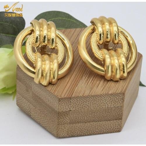 ANIID Vintage Earrings Gold Plated Stud Earrings For Women indian Gift Female Large Fashion Earrings Trend Jewelry Accessories