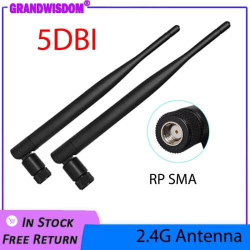 2.4 GHz WiFi Antenna 5dBi Aerial RP-SMA Male Connector 2.4ghz antena wi fi antenne For PCI Card USB Wireless Router Wifi Booster