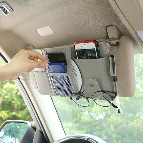 Car Sun Visor Organizer Pocket Bill Pen Business Card Holder CD DVD Organizer Storage Box Holder Stowing Tidying Accessories