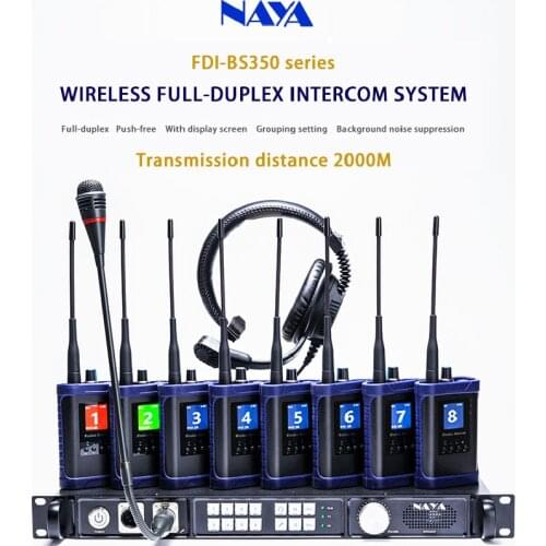NAYA FDI-BS350 Wireless Full-duplex Transmission Intercom system Communication 12 Beltpack 13 Headphone Group Setting Walktalk
