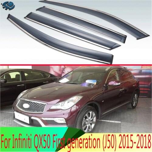 For Infiniti QX50 First generation (J50) 2015-2018 Plastic Exterior Visor Vent Shades Window Sun Rain Guard Deflector 4pcs